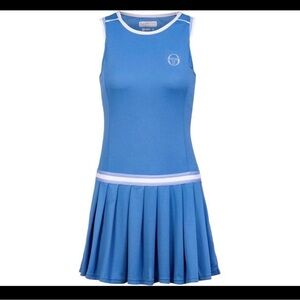 Sergio Tacchini Sky Blue Sleeveless Pleated Tennis Dress with White Trim